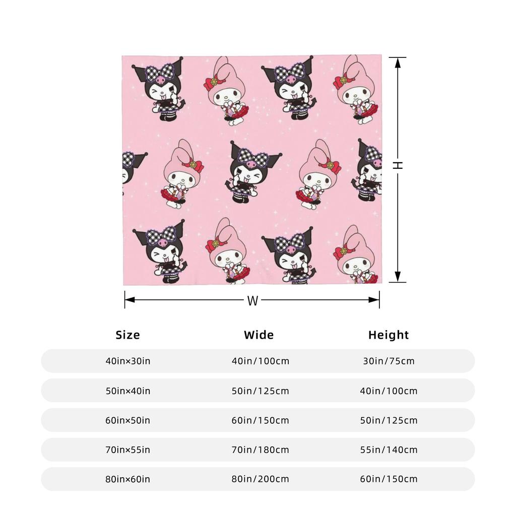 My Melody Kawaii Flannel Throw Blanket Blanket for Bed Bedroom Ultra-Soft Bedding Throws