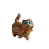 Rainbow Wood Carving: Cute Tilted-Head Kitten Mini Desktop Ornament