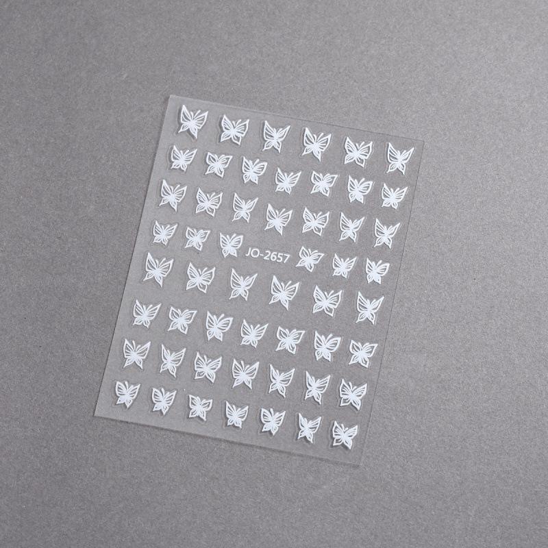 Retro Minimalist 3D Hand-Painted Butterfly Nail Stickers - Gold, Black & White