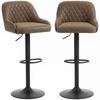 Bar Stools, Set of 2, High Kitchen Stools, Swivel Seat, Adjustable Height, Dark Brown