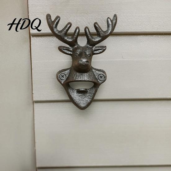 Wall Bottle Opener For Bar Elk Cow Head Opener Mounted Beer Cap Remover Rustic Iron for Home Bar Industrial Decor