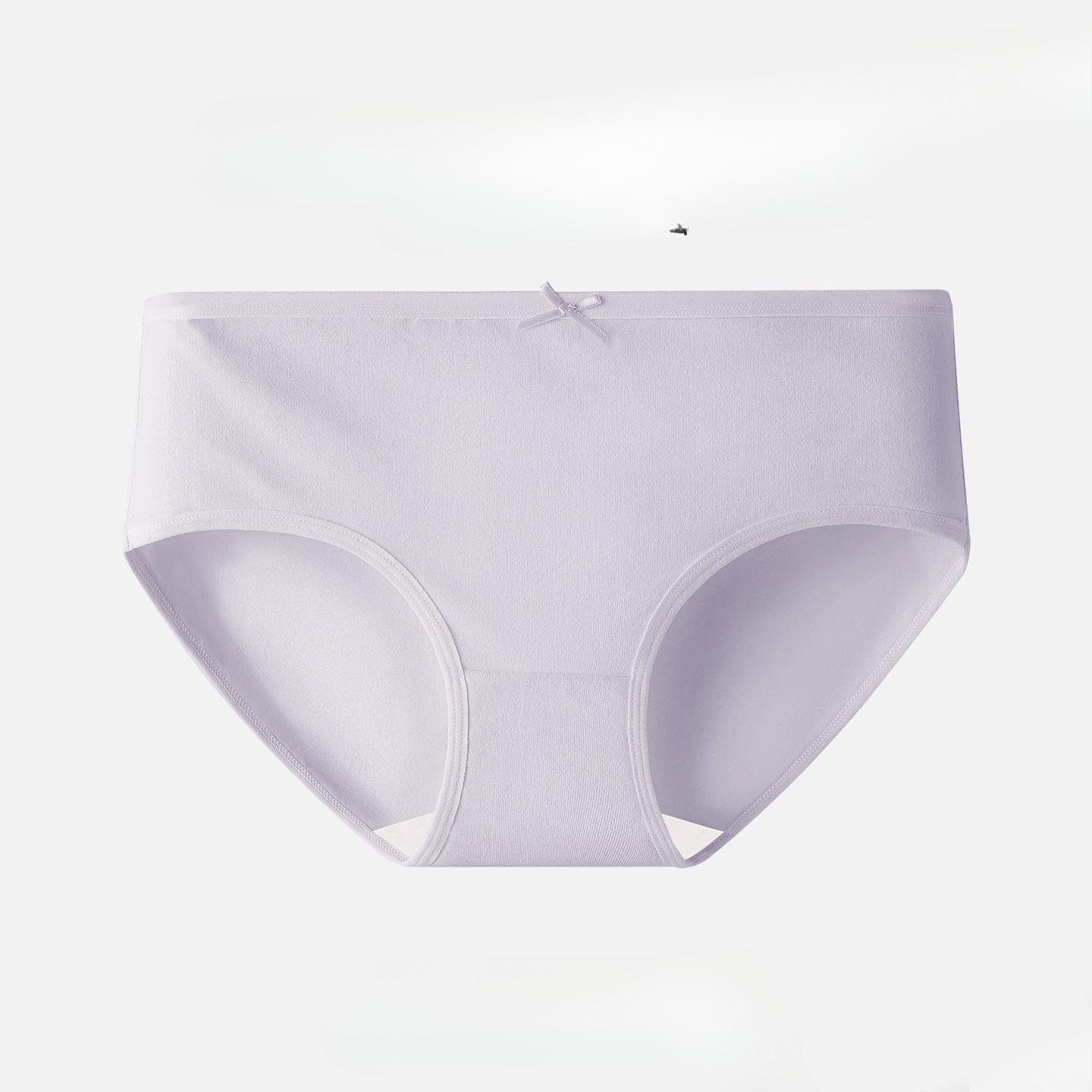 Women s Summer 7A Antibacterial Cotton Crotchy Skin Friendly Breathable Mid Waist Briefs L фиолетовый