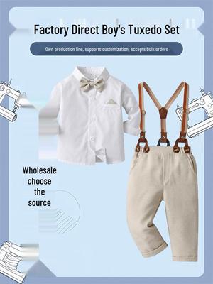 Children's British Gentleman Overalls Set - Spring & Autumn Boys' Formal Wear