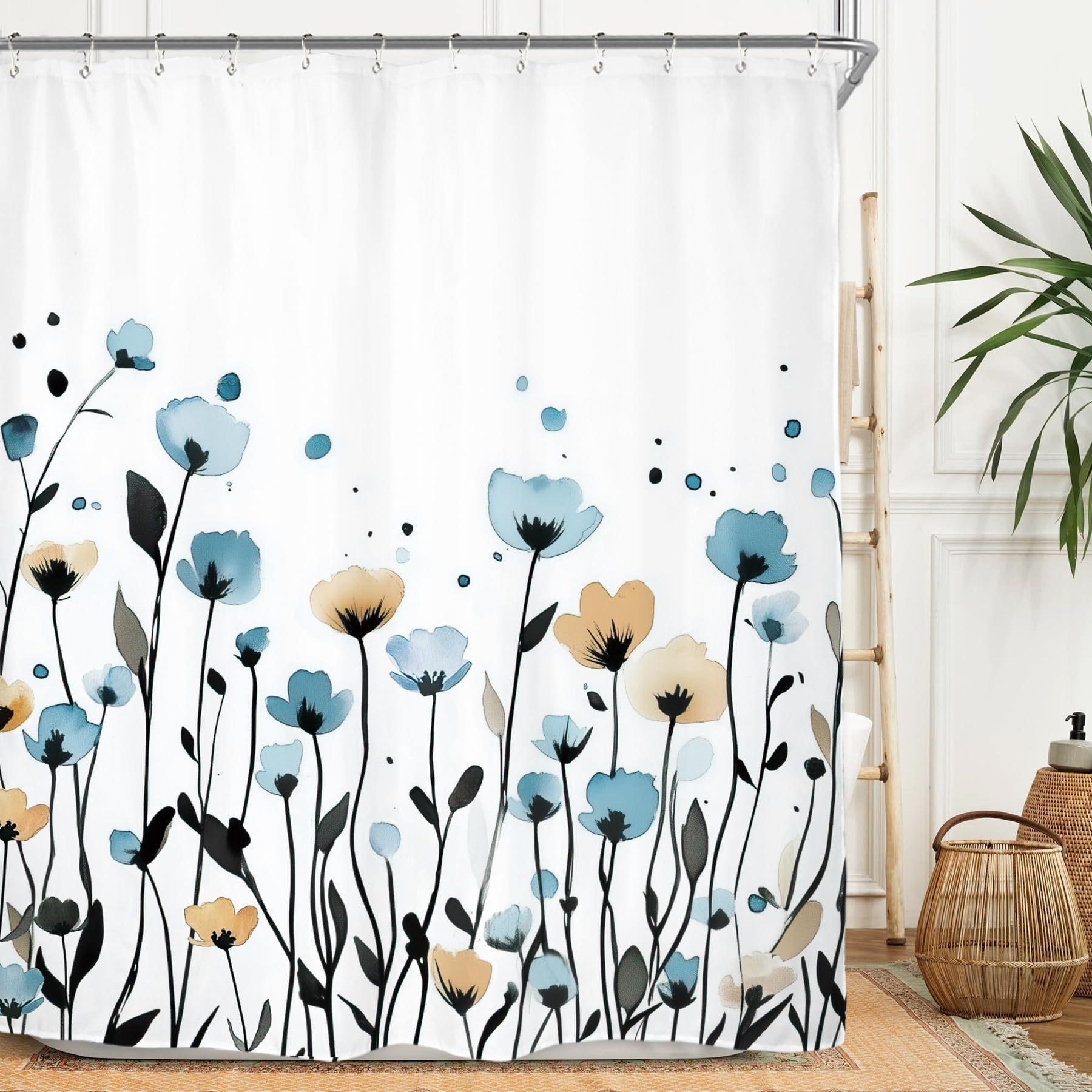 Абстрактная Минималистичная Эстетика Современный Набор Занавесок для Душа Оранжевый Лист Растение Полиэстеровая Брезентовая Занавеска для Ванной Комнаты с Крючком 2pcs*90x180cm