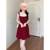 New small French red suspender dress summer casual women's clothing royal sister style temperament waist short skirt