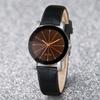 Black White 2pcs/Set Fashionable Round Shape Women's Leather Quartz Watch