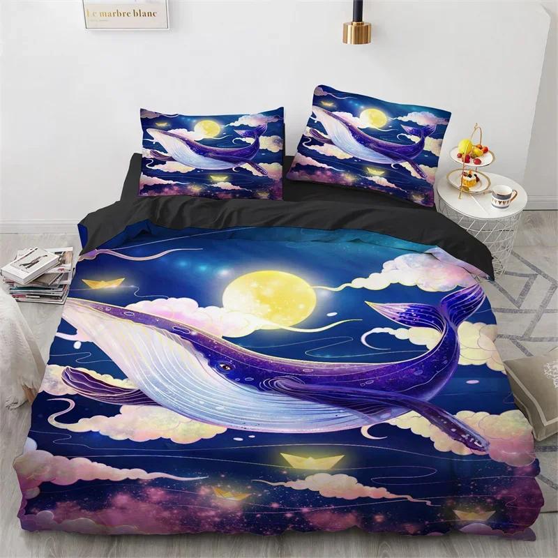 Sea Animal Turtle Duvet Cover Queen Microfiber Dolphin Octopus Conch Starfish Quilt Cover Ocean Theme Bedding Set For Boys Girls