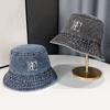 Korean Version of Women's Big Head and Face Showing Small Fisherman's Hat Retro Washing Denim Basin Hat Versatile Bucket Hat
