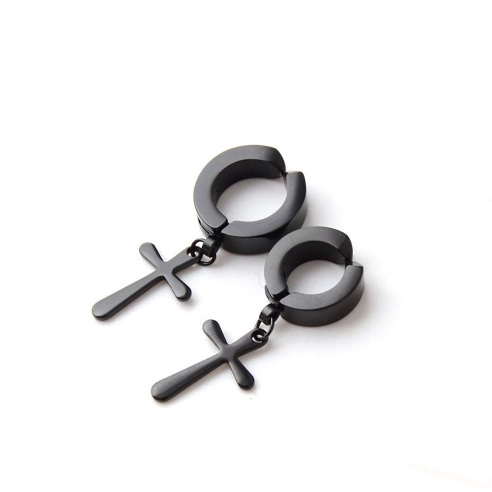 Unisex Women Stainless Steel Non-Piercing Earring Cross Clip Earring Fashion Jewelry Men Ear Cuff