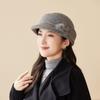 Autumn and Winter Big Brim Retro Temperament Elegant Equestrian Old Lady Wool Warm Cap