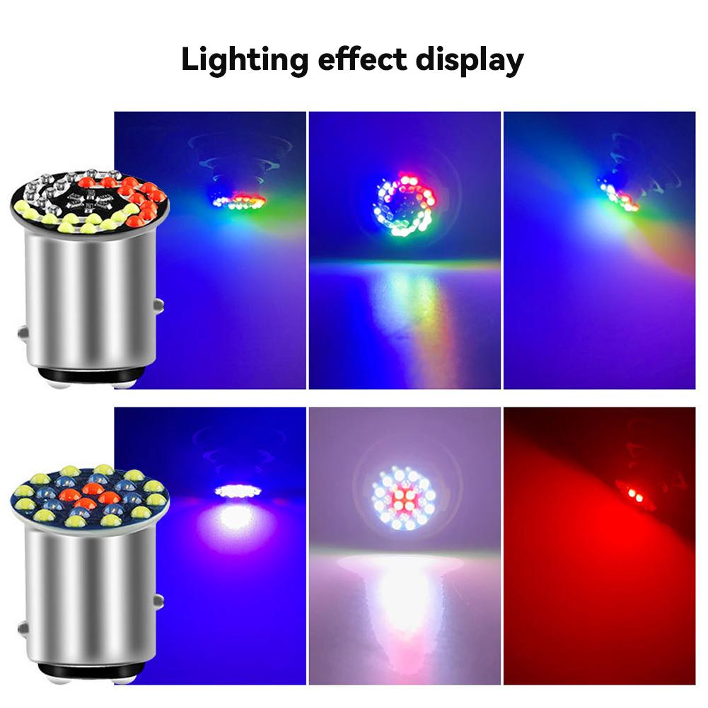 1157 RGB LED Motorcycle Headlight Bulbs 24SMD 30SMD Lamp Flashing Motorbike Bright 1157 BAY15D P21 5W