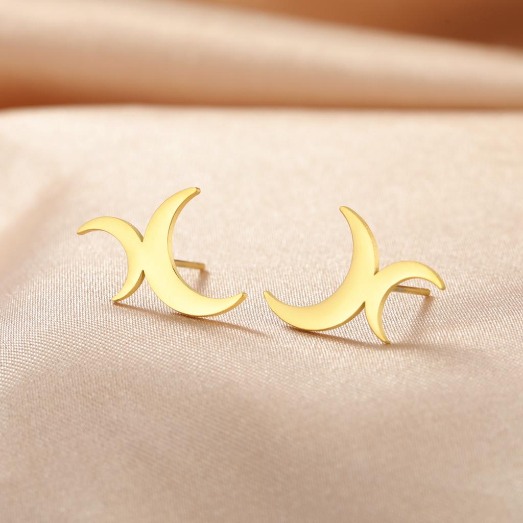 LIKGREAT Crescent Moon Earring for Women Girls Lunar Moon Phase Stud Dangle Earrings Stainless Steel Jewelry Gift