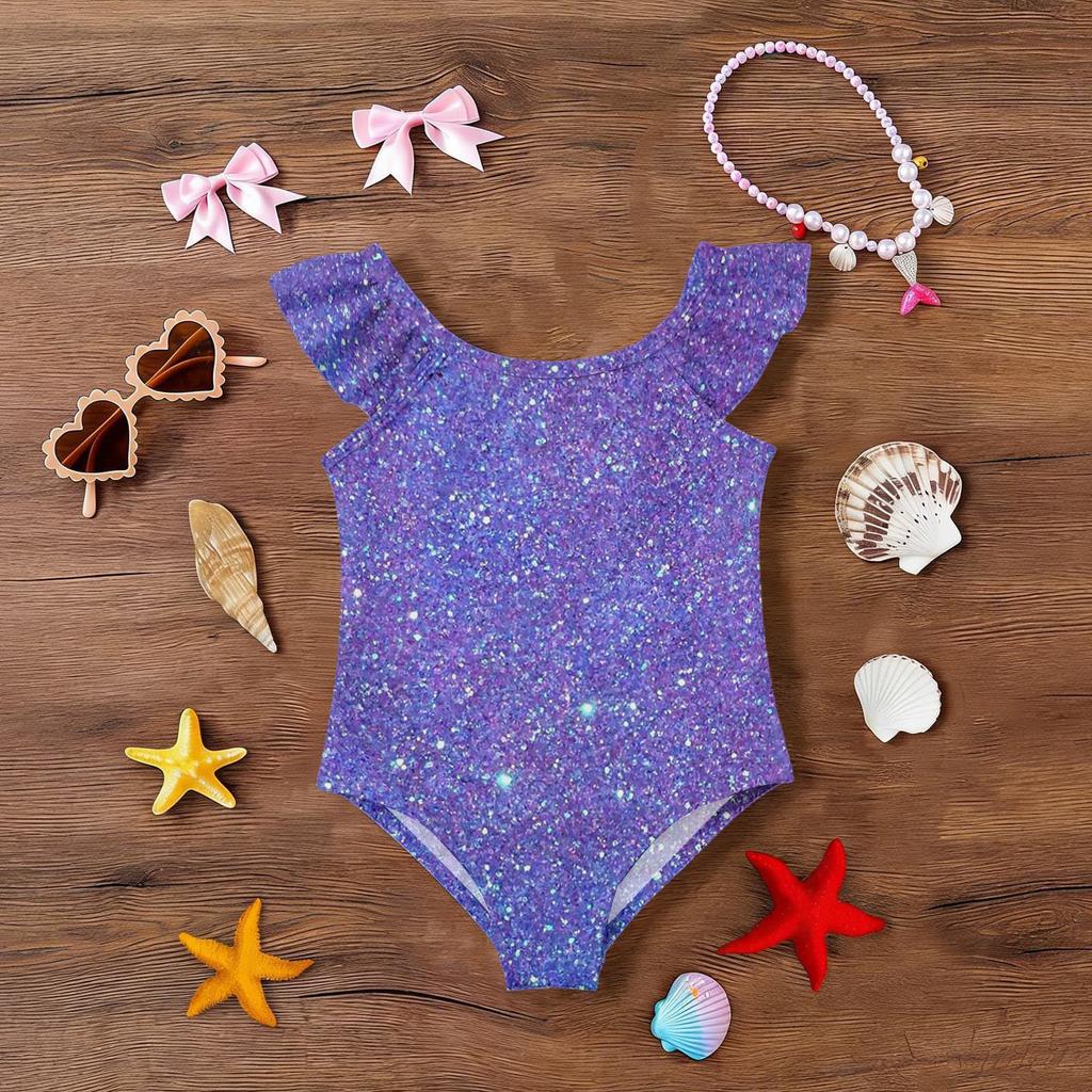 Bañador de una pieza para niña Estampado de lentejuelas Ropa de baño para niños Ajuste cómodo Diseño sin mangas Estilo casual Adecuado para Verano Playa Piscina