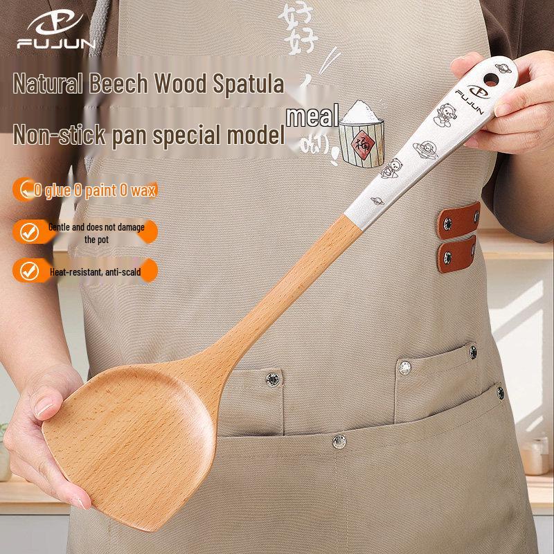 Beech Wood High-Temperature Resistant Spatula Set for Non-Stick Pans