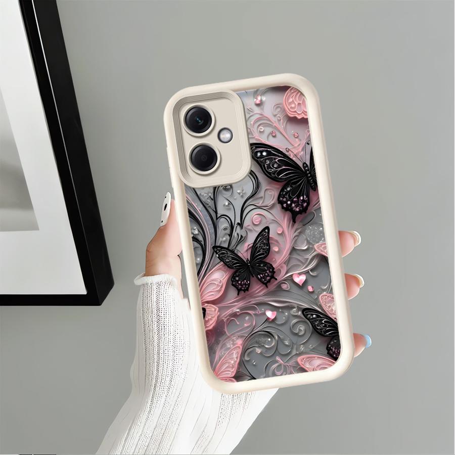 Case for Xiaomi Redmi Note 14 Pro Plus 13C 14C 12s 11 11s 12 A1 A2 A3 A4 Note 13 10 12C Phone Cover Black Butterfly Pattern