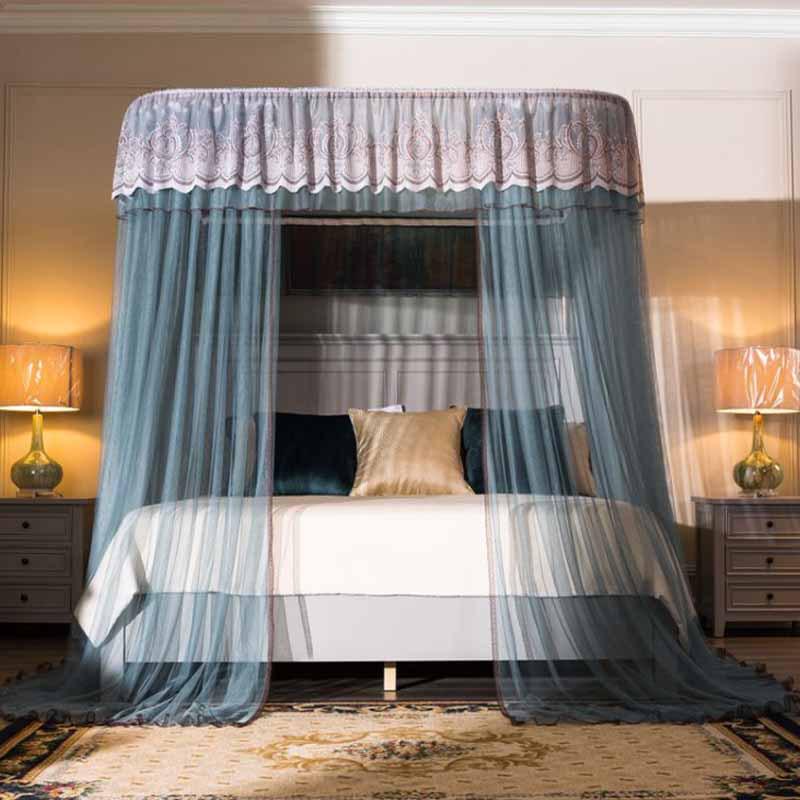 Zhengshun Princess-Style U-Shaped Mosquito Net, Patterned and Thickened, for 1.5m, 1.8m, or 2m Beds.