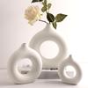 Pure White Plastic Vase Imitation Ceramic Decorative Dried Flower Planter Sweet Donut Flowerpot Home Living Room Table Decor