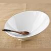 Creative Pure White Ceramic Multi-Purpose Bowl: Hot Pot, Salad, Soup, Pasta, Ramen, Slanted Rim Design.