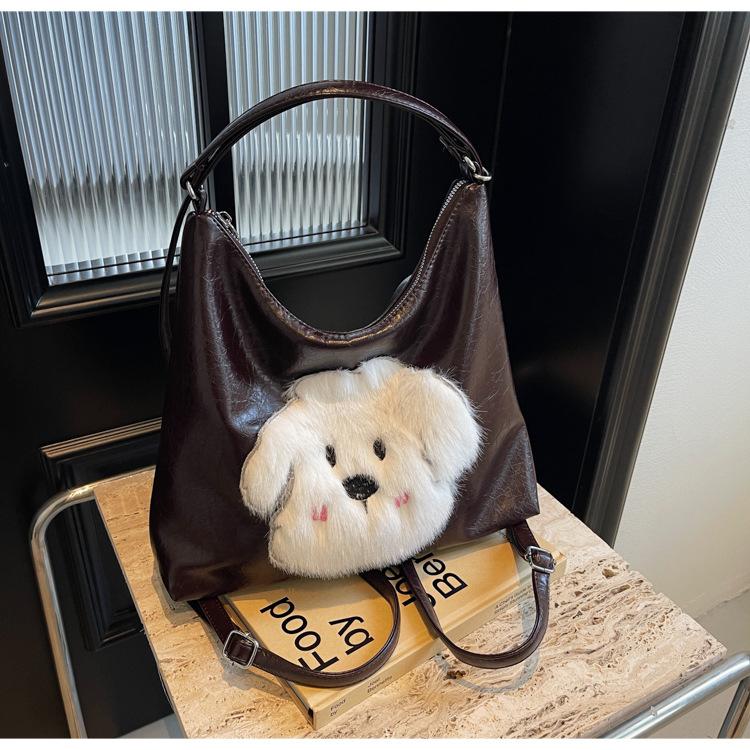 

Retro bag women s tote bag large capacity autumn and winter crossbody 2024 new casual shoulder commuter bag темно-коричневого кольору