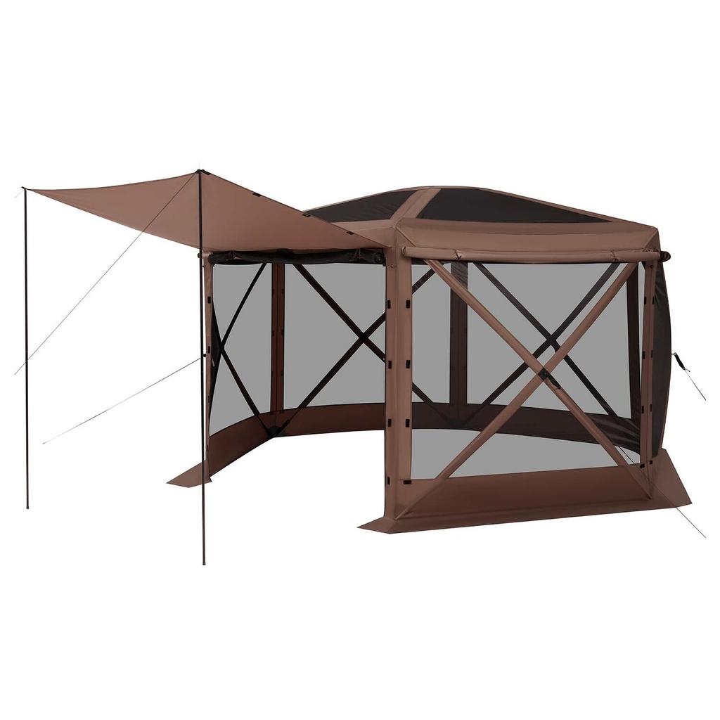 Pop up Gazebo Screen Tent, 3.6 x 3.6 m Large 6-Sided Camping Canopy Tent with Removable Top & Carry Bag, Quick-Set & Bite-Proof, Screen House Sun