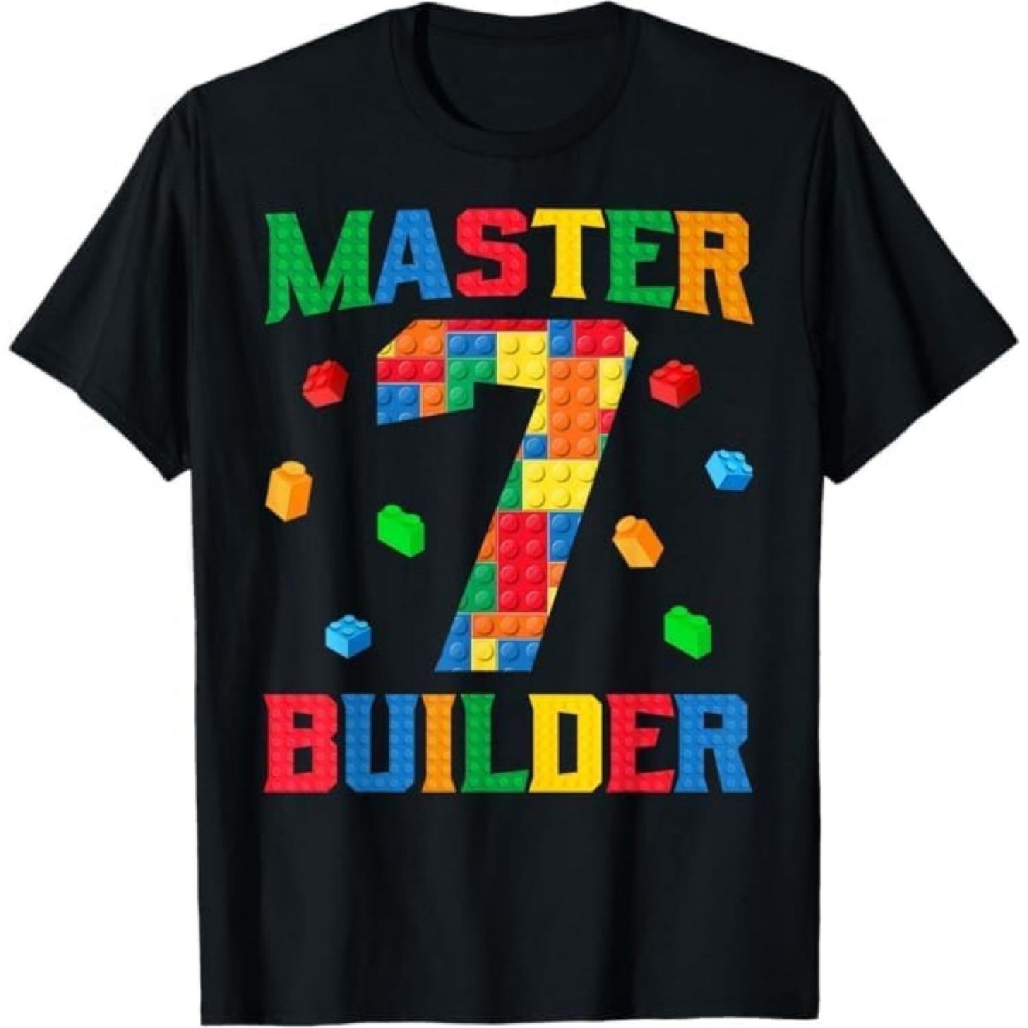 

Master Builder 7th Birthday 7 Year Old Brick Building Blocks T-Shirt PVH Mens Womens Tank Top Sweatshirt Hoodie Longsleeve 842 Black XXXXXL