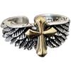 1Pc Wings Cross Graffiti Letters Open Ring Domineering Personality Men's Ring