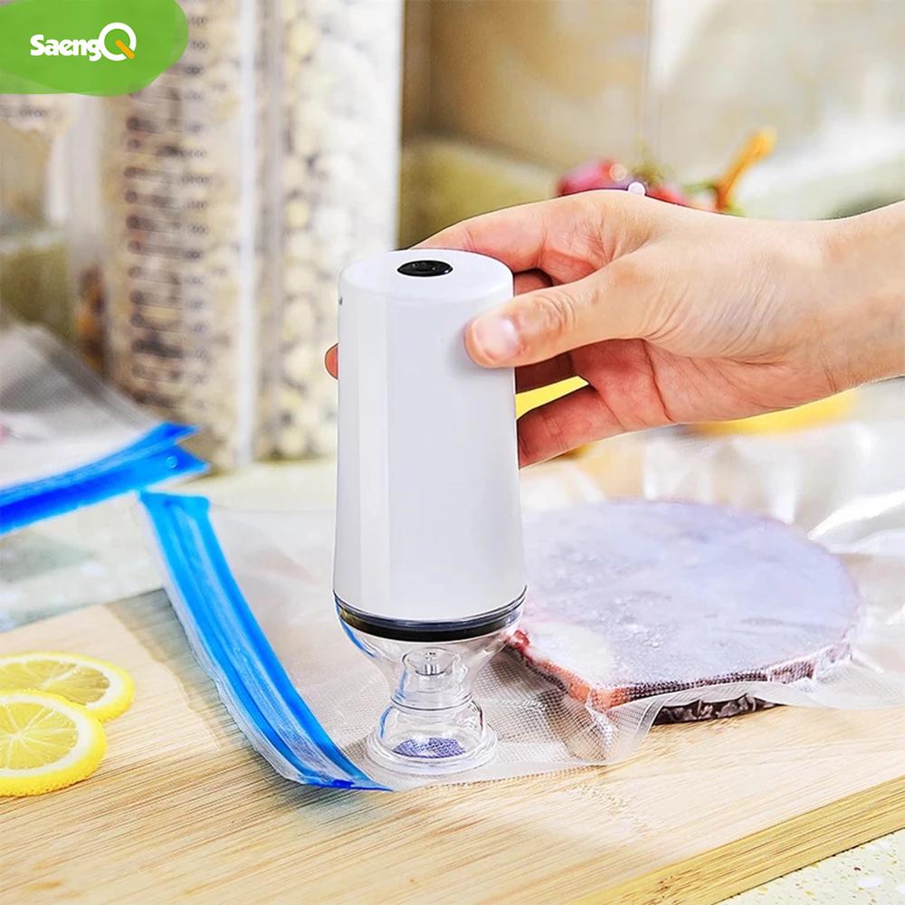 

Saengq Handheld Food Vacuum Sealer Packaging Machine Film Container Usb Sealer Vacuum Packer With 5 Or 10pcs Vacuum Zipper Bags