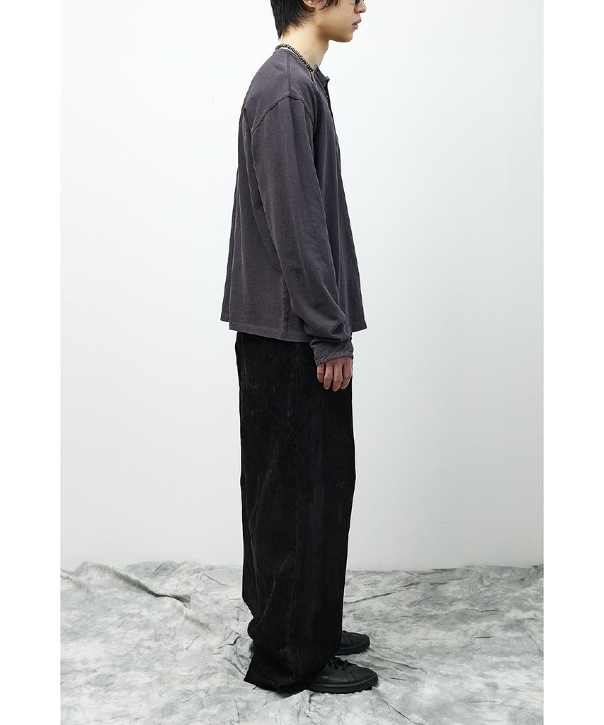 Haechinglum Double Henley Neck Tee Bleached Blue Charcoal