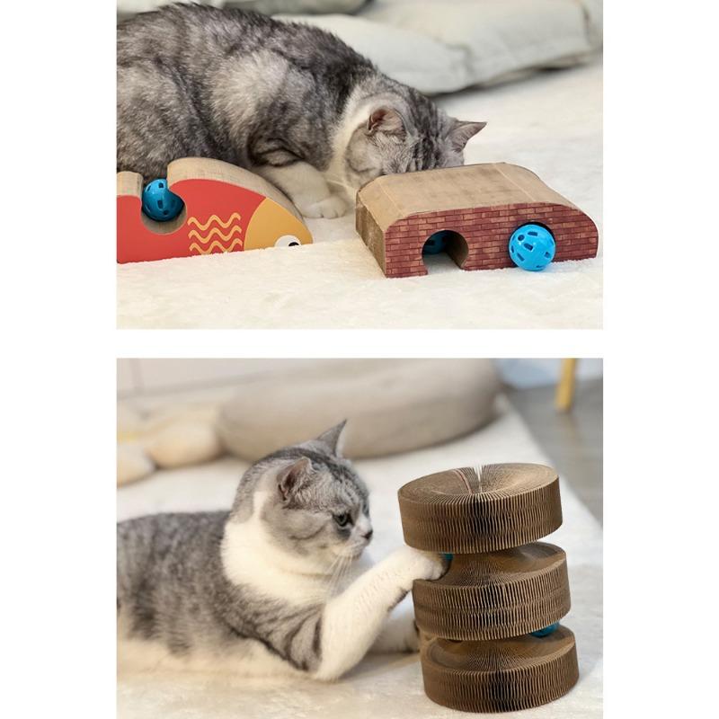 Fun Interactive Turntable Track Arch Corrugated Paper Cat Scratcher Toy