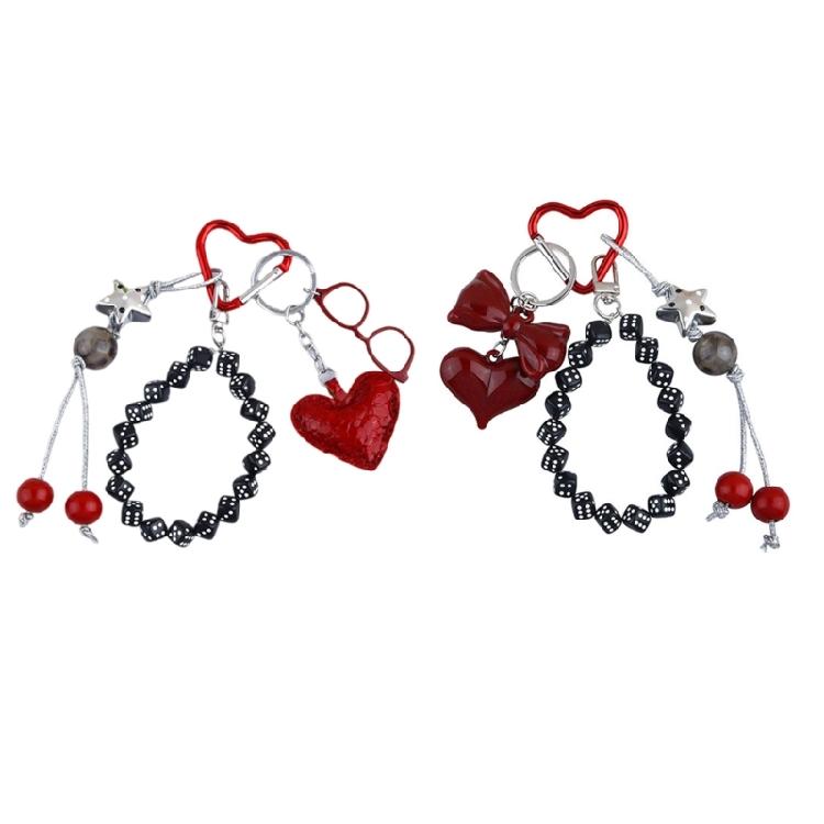 Lovely Heart Dices Jewelry Charm Unique Heart Dices Bead Pendant Keychain Charm for Youthful Fashion Statements