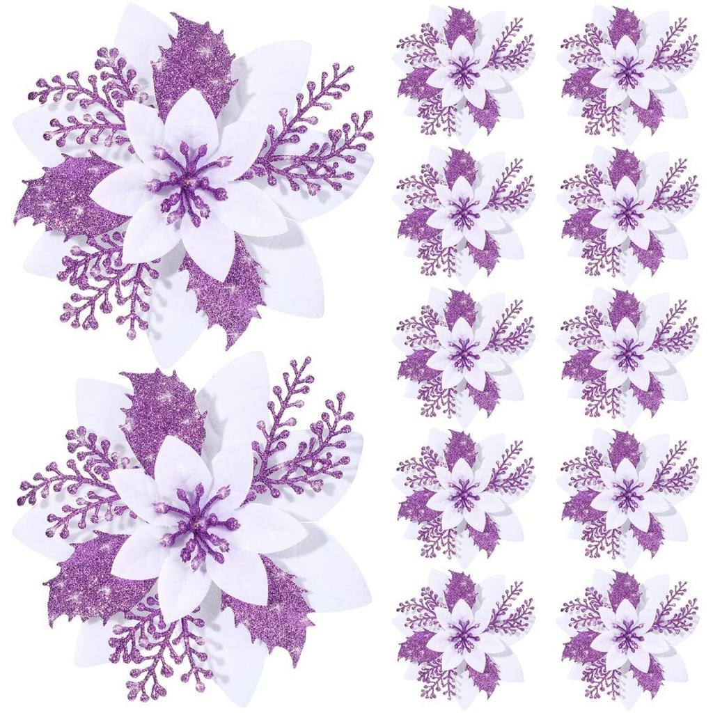 Gold Glitter Flower Wreath and Purple Floral Garland 5 Pack for Home Decor