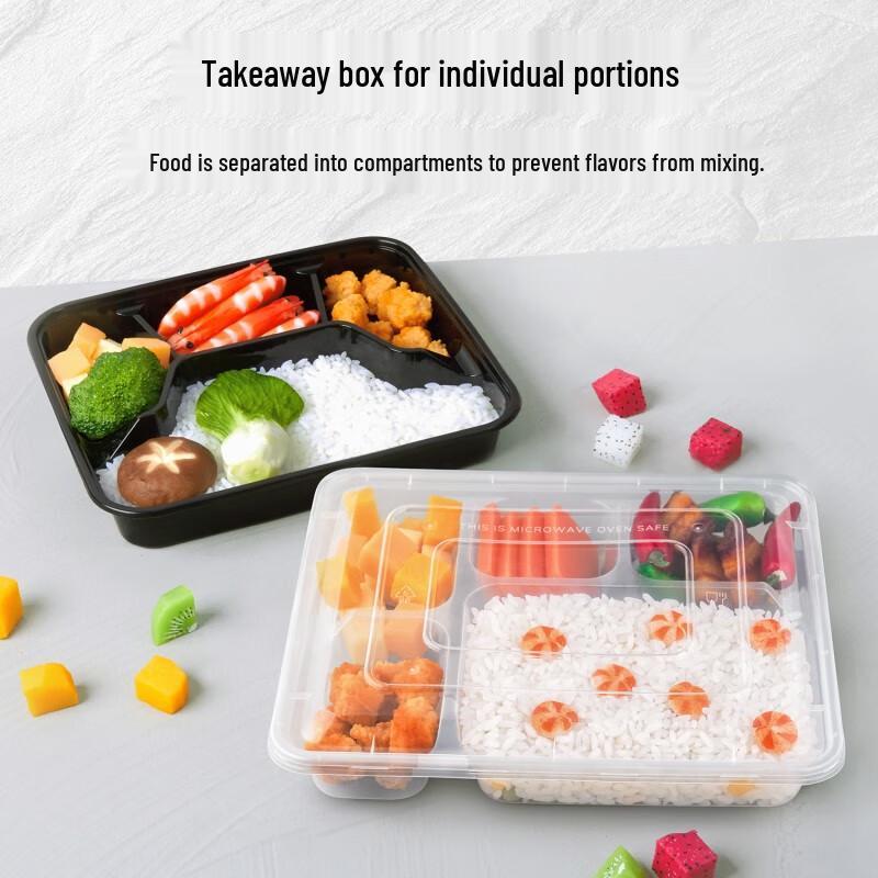 Disposable 3-Compartment Meal Prep Containers