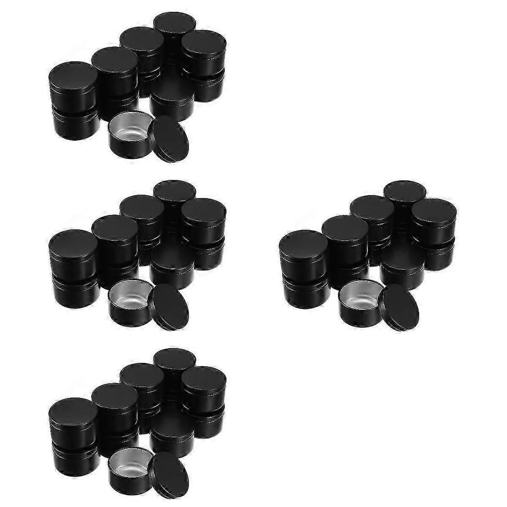 Candle Jar Aluminum Candle Tin for Storage 48Pcs Black Round Metal Containers