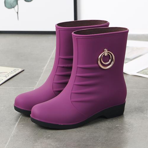 Fashion Plus Velvet Rain Boots Korean New Female Students Non-slip Waterproof Shoes Winter Women Warm Tube Rain Boots Autumn PVC