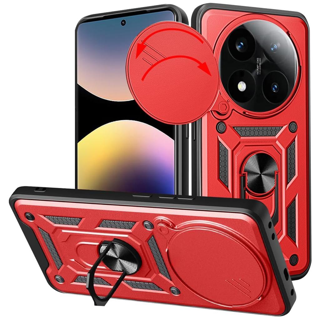 Military Armor Case For Xiaomi Redmi Note 14 Pro 5G 14 Pro+ Plus Cover With Ring Stand Holder Coque Fundas