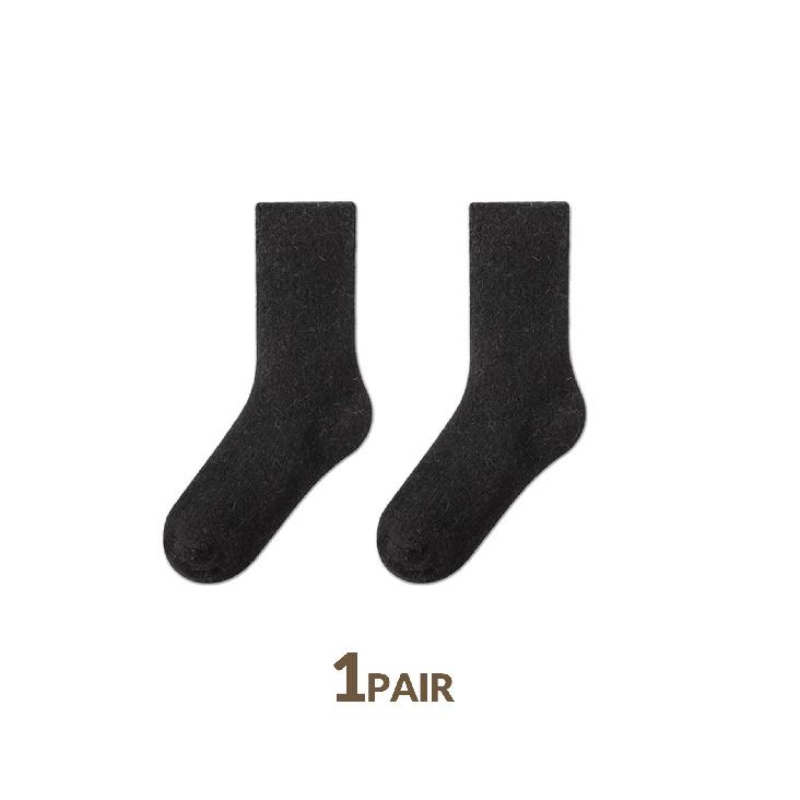 1pair Thick and Warm Cashmere Socks Pleated Vertical Strips Socks Autumn Solid Color Winter Warm Socks for Women