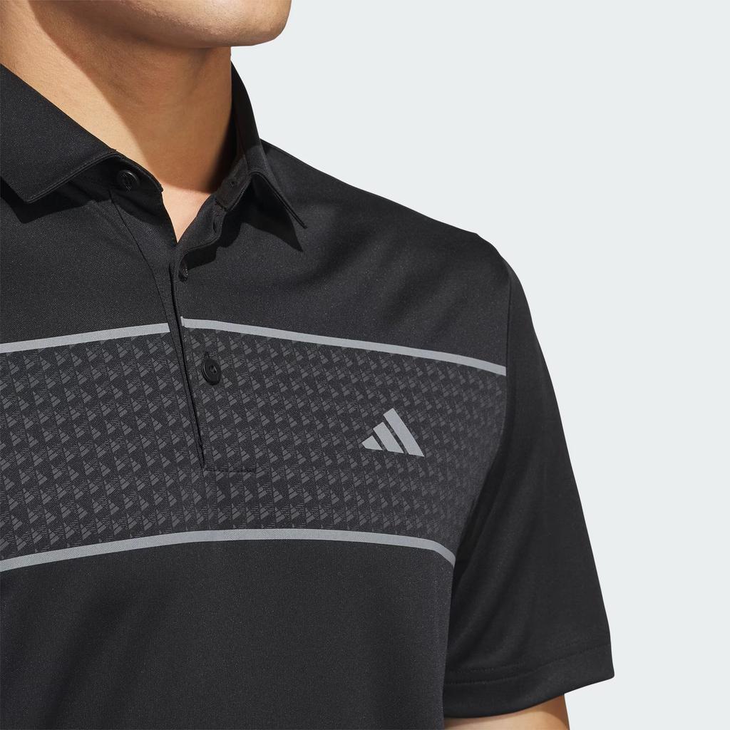 Adidas Chest Stripe Polo Shirt Logo Print Color Block Sports Short Sleeve Polo Men Polo Shirts Black IS7127