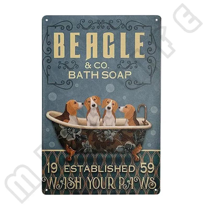 Funny Beagle Dog Metal Tin Sign Plate Retro Art for Bathroom Kitchen Restaurant Dessert Shop Pet Shop Farmhouse Home Room Decor