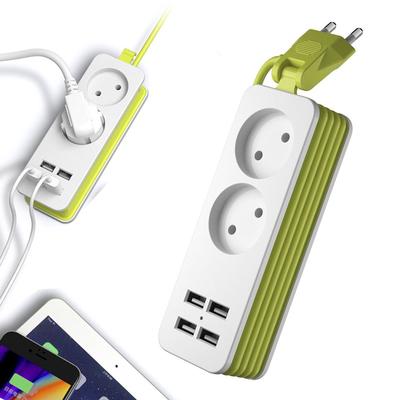 Presa multipla da muro con presa europea Presa multipla portatile 4 porte USB per telefoni cellulari 1200W 250V, cavo da 1,5 m per smartphone tablet