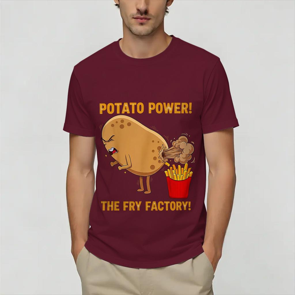 Funny Potato Farting Frenc T Shirt Summer Trendy Cool TShirts Unisex Cotton ONeck Clothing Short Sleeve Streetwear Tops