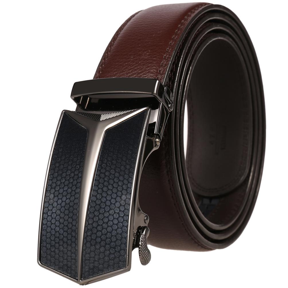 Men'S Belt, Automatic Buckle Cowhide Belt Casual Business Ly36-1314-1