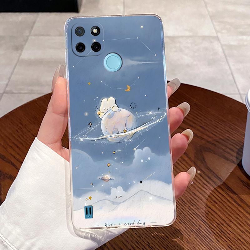 Casing For Realme C21Y C25Y C21 Case Aesthetic Fashion Cute Cat Transparent Silicone Soft TPU Back Cover RMX3261 RMX3265 RMX3201