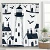 Simple Ocean Lighthouse Style Printing Shower Curtain, Bathroom Decorative Shower Curtain, Waterproof Shower Curtain with Hooks