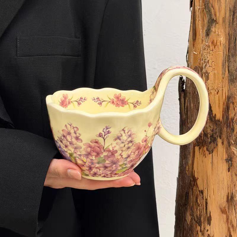Mug, High-End Retro Ceramic Cup, Large-Capacity Household Water Cup, Office Coffee Cup, Gift For Girls