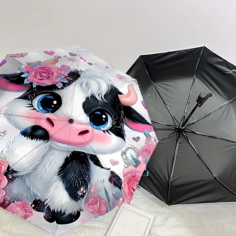 1PC Cow Umbrella-8-Rib Reinforced, Automatic Open, Lightweight & Durable, Fashion Accessory for Outdoor, H0407