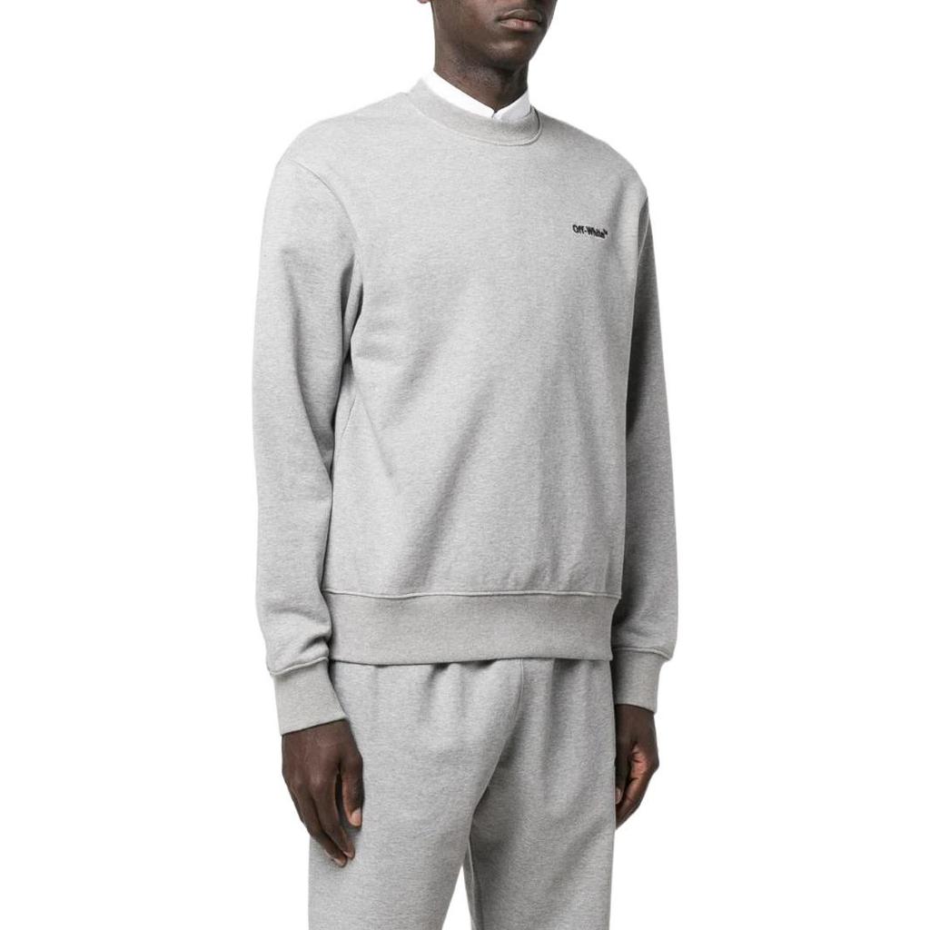 Off-White Ss22 Solid Logo Print Crewneck Pullover Long Sleeve Sweatshirt Regular Fit Men Sweatshirt Gray OMBA057C99FLE0100810