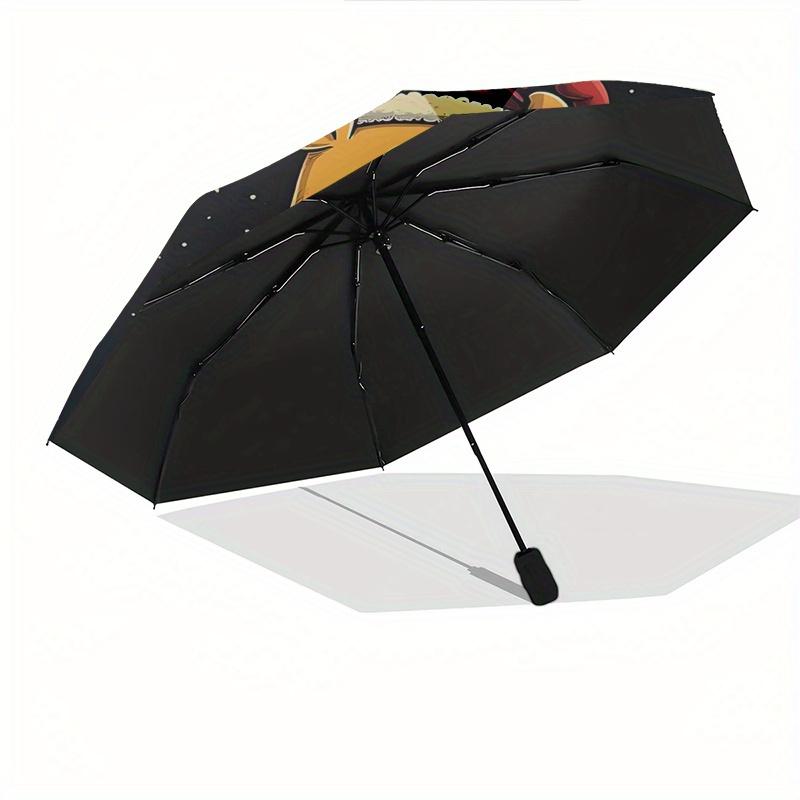 Winnie-the-Pooh, Christmas Automatic Opening and Closing Umbrella - 8 Ribs Portable Folding Umbrella with Plastic Handle, Suitable for Leisu