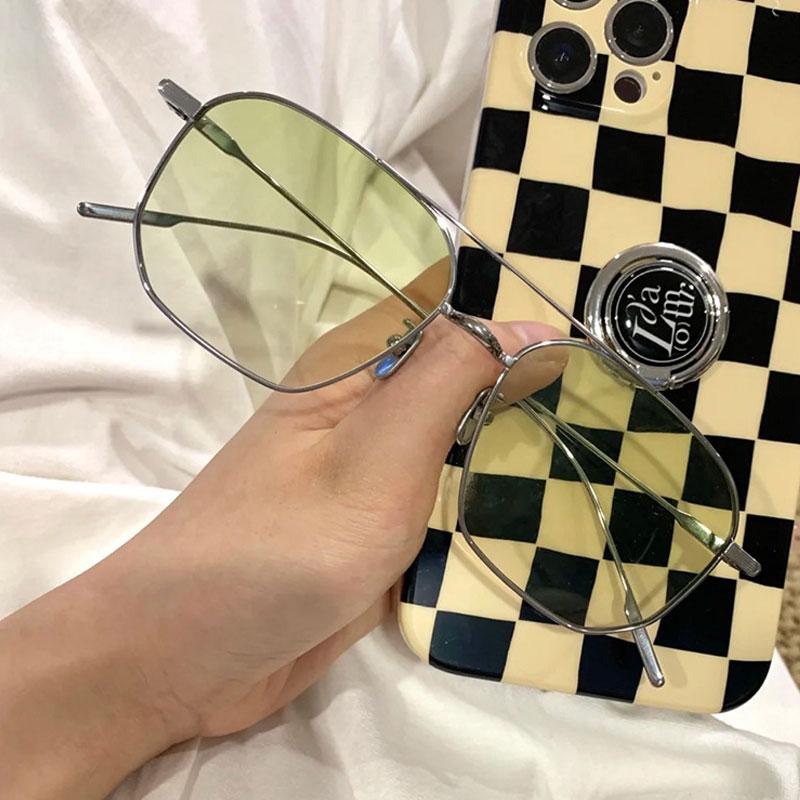 Fashion Women Sunglasses Luxury Metal Trendy Eyewear Brand Design Vintage Men Square Sun Glasses Mirror