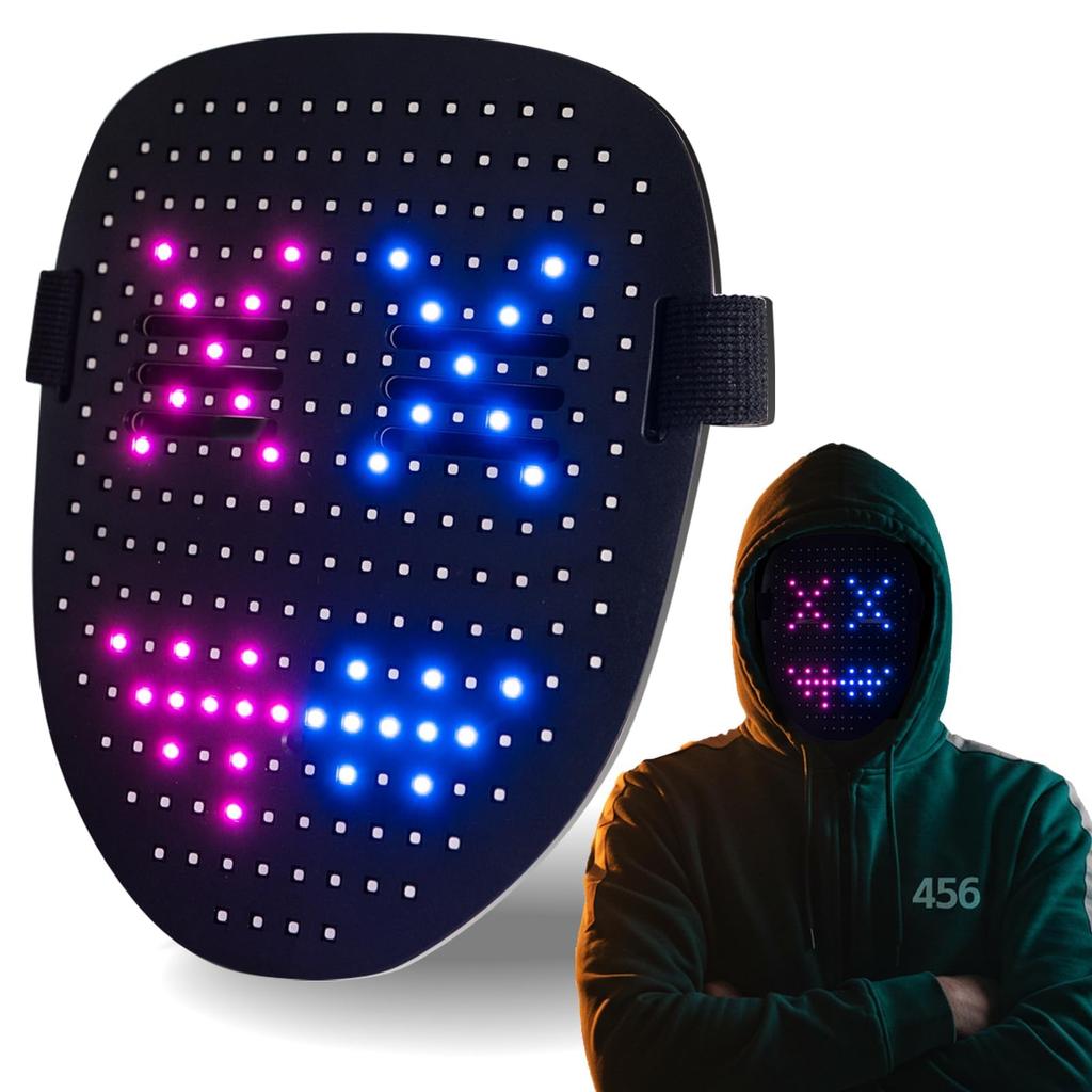 LED Face Fun USB Cosplay LED Switchable Perfect for School Unisex V-Dank Mask, Gesture-Sensing Cover, Toy, Illuminating, Rechargeable, Accessory,