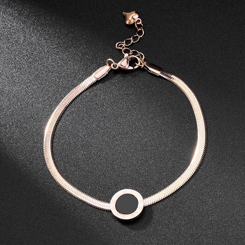 High Quality Stainless Steel Roman Numerals Rose Gold Bracelets &Bangles Female Charm Popular Bracelet For Women Jewelry